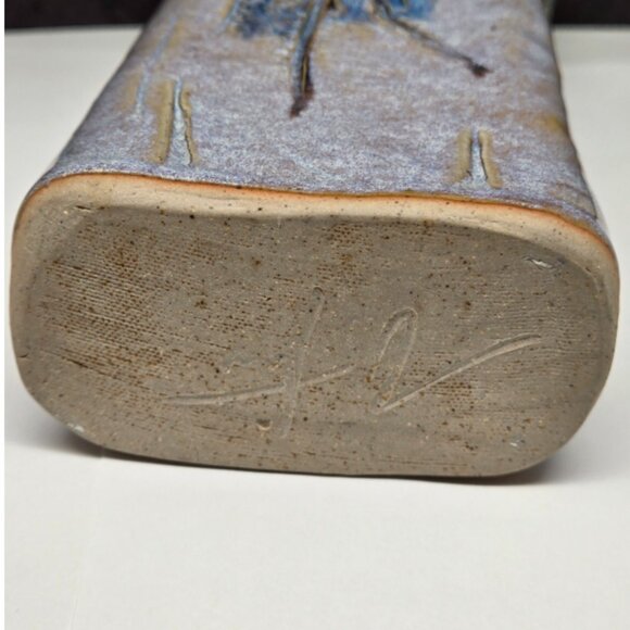 Studio Pottery Vase Blue Green Purple 8.25" Tall, Signed - Picture 5 of 9